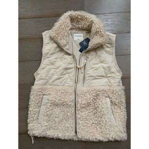 NWT Abercrombie Cropped Two-Tone Sherpa Vest Cream XS